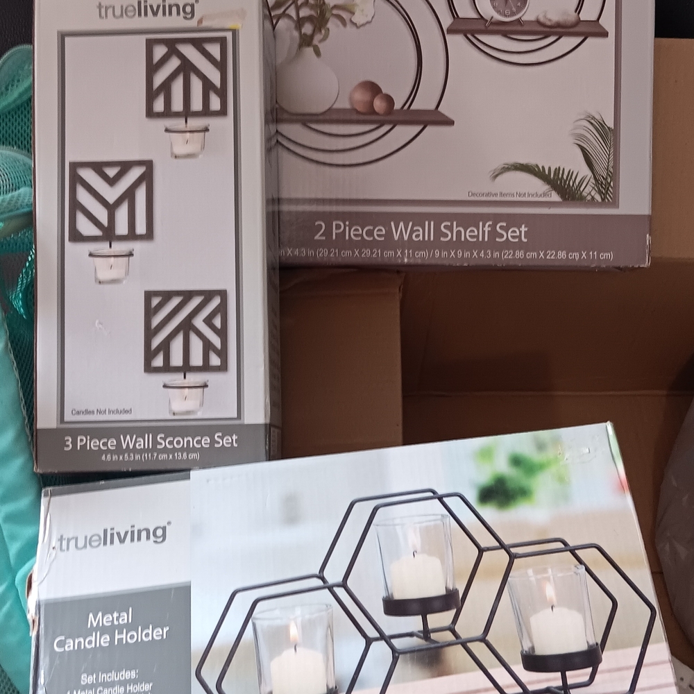Trueliving Black Metal Wall Shelf Set